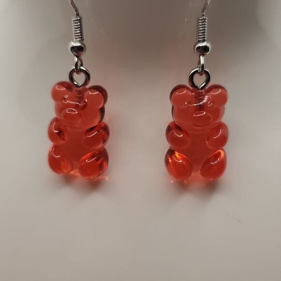 Candy Gummy Bear Dangle Drop Novelty Food Resin‎ Earrings Red NWT - Picture 3 of 4